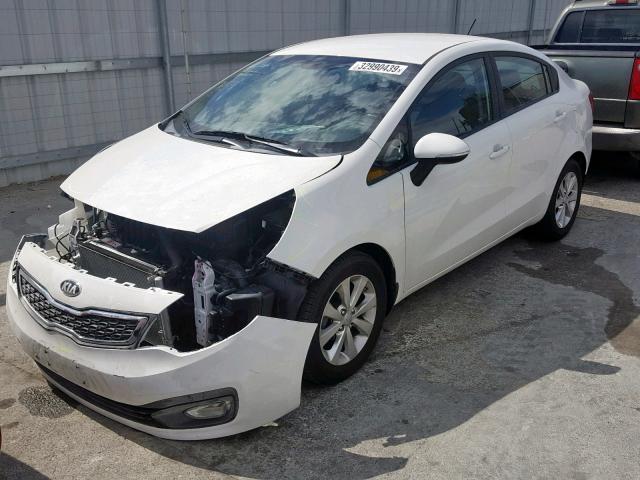 KNADN4A3XE6360591 - 2014 KIA RIO EX WHITE photo 2