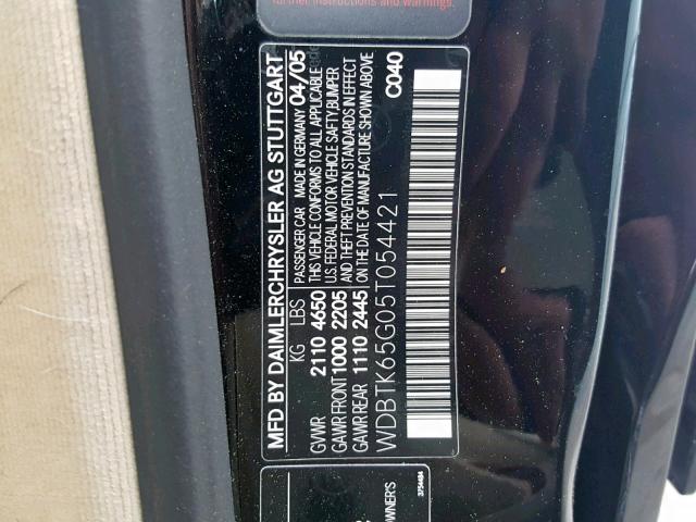 WDBTK65G05T054421 - 2005 MERCEDES-BENZ CLK 320 BLACK photo 10