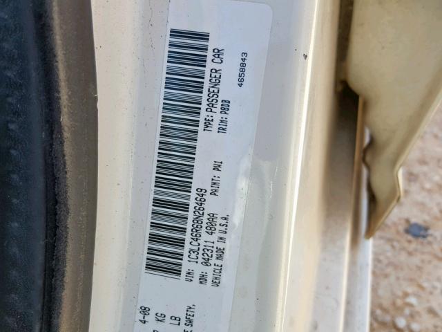 1C3LC46R68N264649 - 2008 CHRYSLER SEBRING LX WHITE photo 10