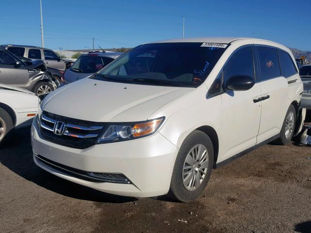 5FNRL5H21EB083691 - 2014 HONDA ODYSSEY LX WHITE photo 2