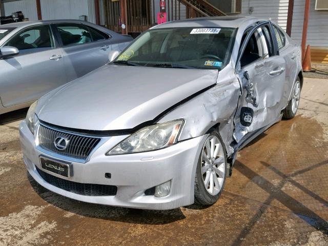 JTHCF5C29A5039159 - 2010 LEXUS IS 250 SILVER photo 2