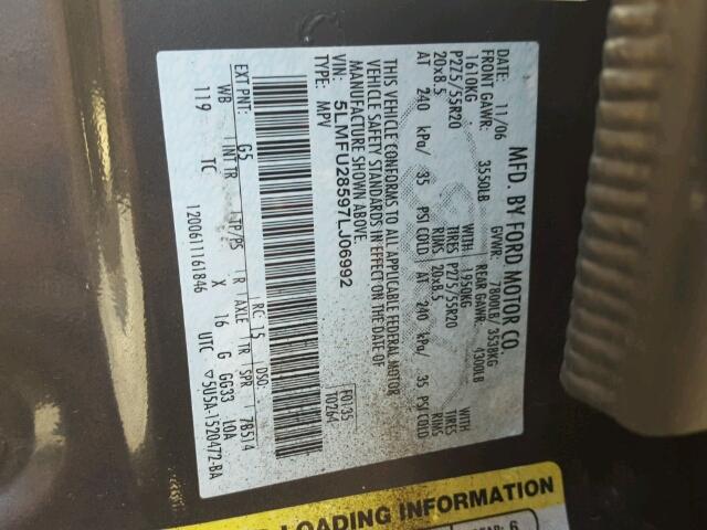 5LMFU28597LJ06992 - 2007 LINCOLN NAVIGATOR 石墨色 照片 10