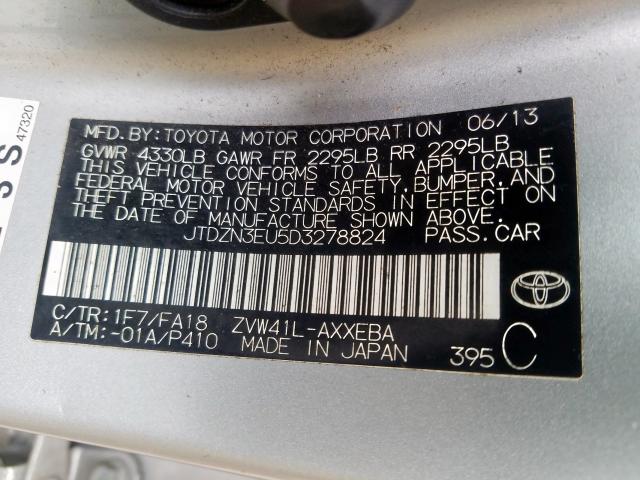 JTDZN3EU5D3278824 - 2013 TOYOTA PRIUS V  photo 10