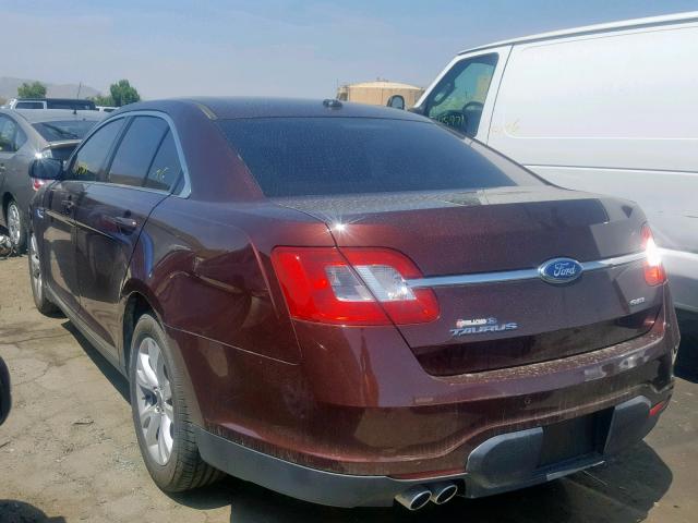 1FAHP2EW0CG114671 - 2012 FORD TAURUS SEL BURGUNDY photo 3