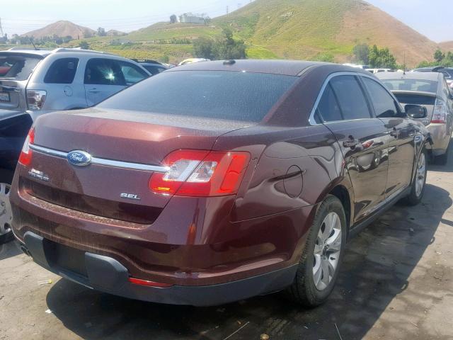 1FAHP2EW0CG114671 - 2012 FORD TAURUS SEL BURGUNDY photo 4