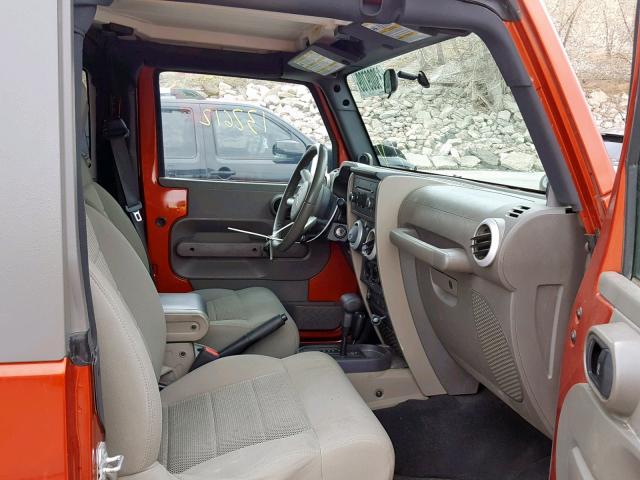 1J8FA54179L758607 - 2009 JEEP WRANGLER S ORANGE photo 5