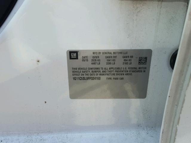 1G11C5SL9FF324160 - 2015 CHEVROLET MALIBU 1LT WHITE photo 10