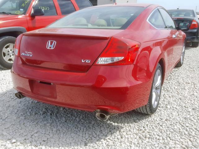 1HGCS2B82CA003567 - 2012 HONDA ACCORD EXL RED photo 4