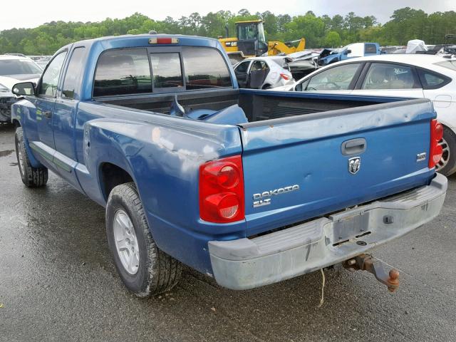 1D3HE42N25S103752 - 2005 DODGE DAKOTA SLT BLUE photo 3