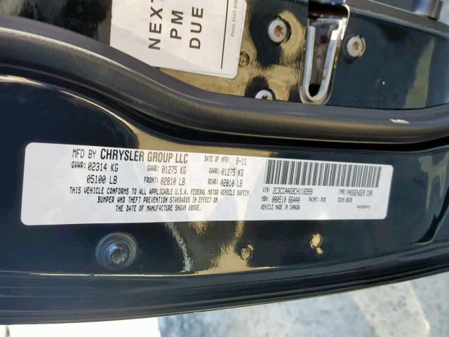 2C3CCAAG9CH116999 - 2012 CHRYSLER 300 BLACK photo 10