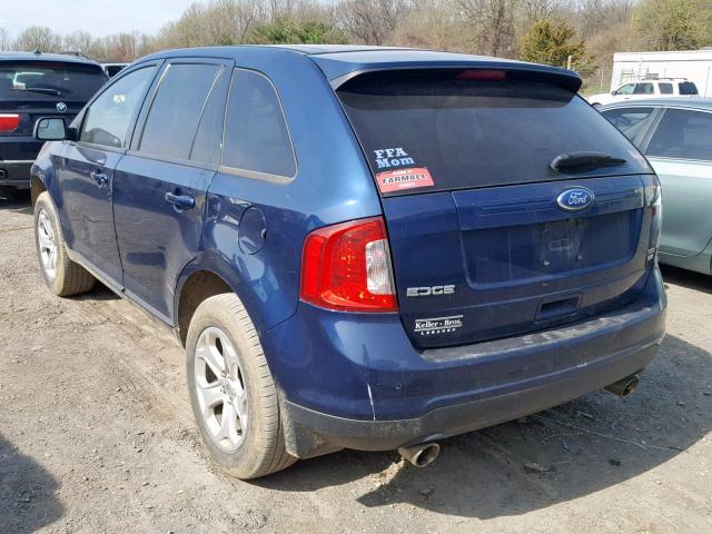 2FMDK4JC3CBA61367 - 2012 FORD EDGE SEL BLUE photo 3