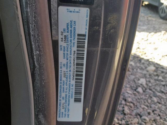 3VWDD21C32M451768 - 2002 VOLKSWAGEN NEW BEETLE Boz foto 10