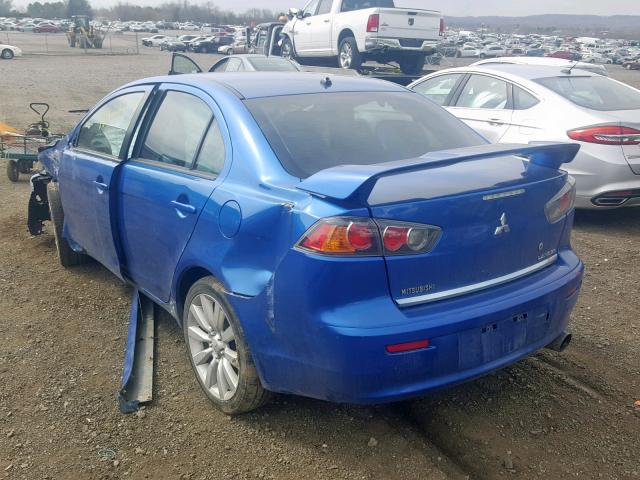 JA32U8FW3BU045693 - 2011 MITSUBISHI LANCER GTS BLUE photo 3