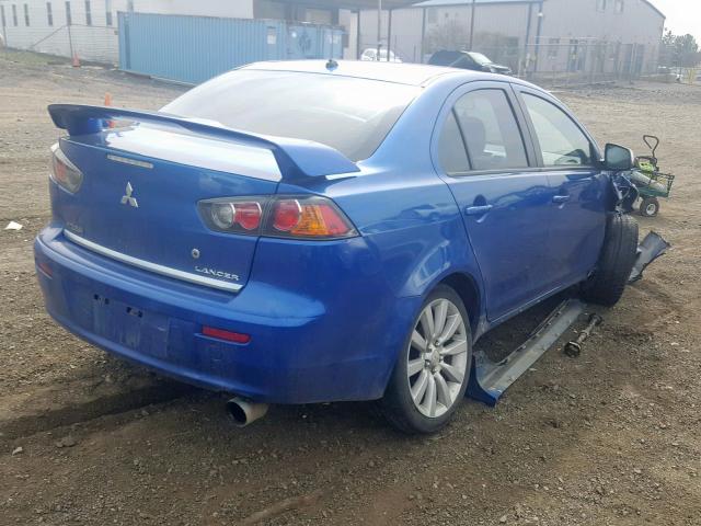 JA32U8FW3BU045693 - 2011 MITSUBISHI LANCER GTS BLUE photo 4