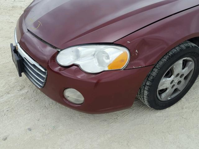 4C3AG42GX3E180762 - 2003 CHRYSLER SEBRING LX BURGUNDY photo 9