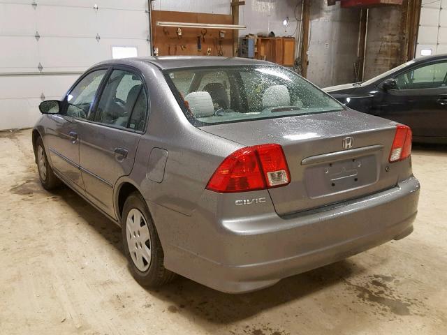 1HGES16315L006565 - 2005 HONDA CIVIC DX V GRAY photo 3