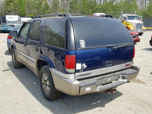 1GKDT13W812179543 - 2001 GMC JIMMY BLUE photo 3