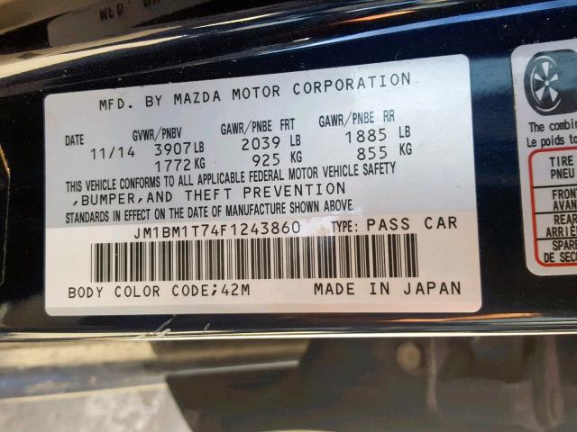 JM1BM1T74F1243860 - 2015 MAZDA 3 SV BLUE photo 10