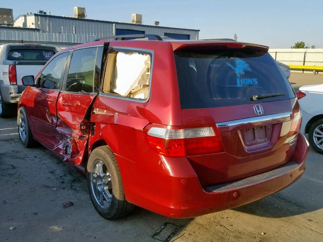 5FNRL38855B020652 - 2005 HONDA ODYSSEY TO RED photo 3