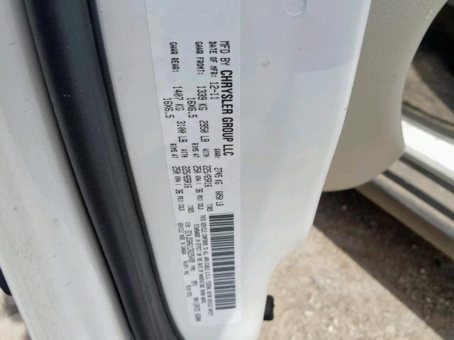 2C4JDGAG1CR225499 - 2012 DODGE RAM VAN WHITE photo 10