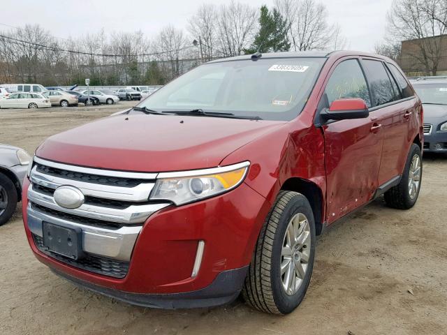 2FMDK4JC9DBB19306 - 2013 FORD EDGE SEL RED photo 2