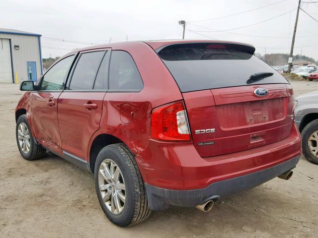 2FMDK4JC9DBB19306 - 2013 FORD EDGE SEL RED photo 3