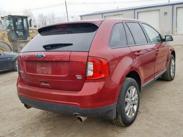 2FMDK4JC9DBB19306 - 2013 FORD EDGE SEL RED photo 4