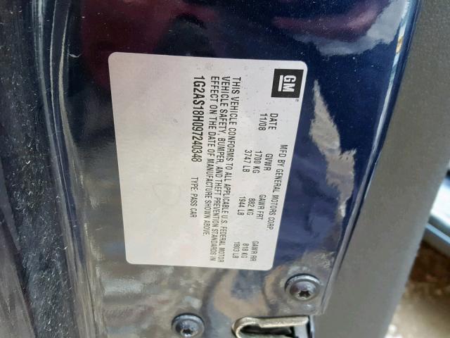1G2AS18H097240348 - 2009 PONTIAC G5 BLUE photo 10