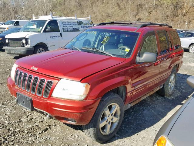 1J8GW68J32C192831 - 2002 JEEP GRAND CHER RED photo 2