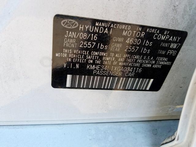 KMHE34L1XGA034116 - 2016 HYUNDAI SONATA HYBRID  photo 10