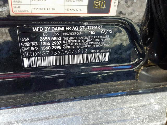 WDDNG7DB6CA479812 - 2012 MERCEDES-BENZ S 550 BLACK photo 10