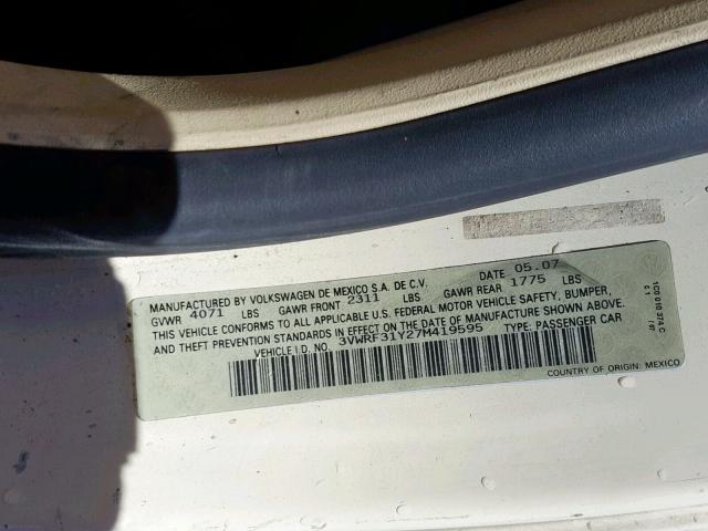 3VWRF31Y27M419595 - 2007 VOLKSWAGEN NEW BEETLE Creme Foto 10