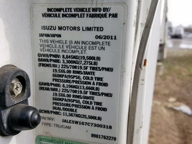 JALE5W167C7300318 - 2012 ISUZU NQR WHITE photo 10