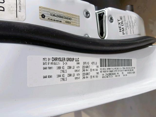 1C4NJDBB6ED842401 - 2014 JEEP COMPASS SP 白色 照片 10