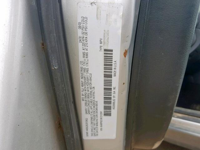 4S4BP62C667312561 - 2006 SUBARU LEGACY OUT SILVER photo 10