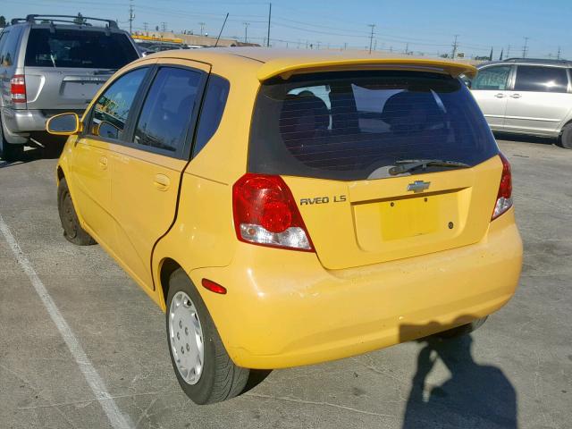 KL1TD66616B543877 - 2006 CHEVROLET AVEO BASE ყვითელი ფოტო 3