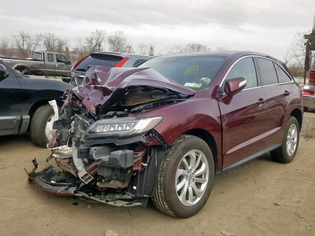 5J8TB4H55HL000358 - 2017 ACURA RDX TECHNO MAROON photo 2