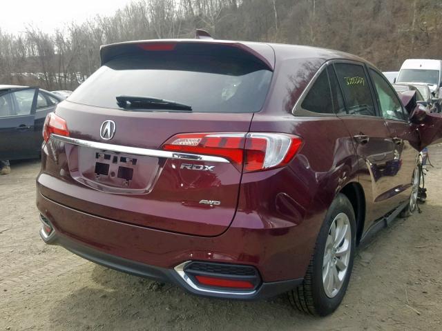 5J8TB4H55HL000358 - 2017 ACURA RDX TECHNO MAROON photo 4