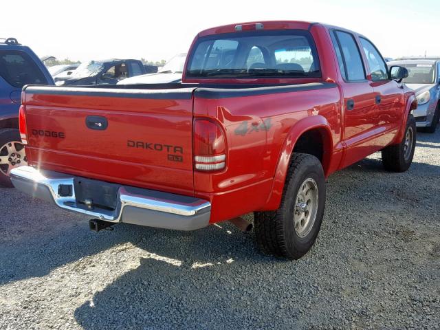 1D7HG48N33S266908 - 2003 DODGE DAKOTA QUA RED photo 4