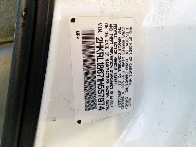 2HKRL18671H557974 - 2001 HONDA ODYSSEY EX  photo 10