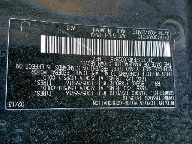 JTLZE4FE4DJ032845 - 2013 TOYOTA SCION XB 黑色 照片 10