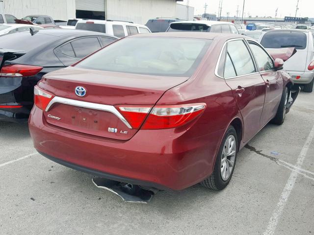 4T1BD1FK6HU214874 - 2017 TOYOTA CAMRY HYBR RED photo 4