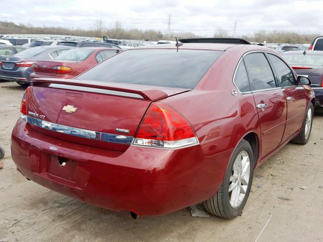 2G1WU583789217033 - 2008 CHEVROLET IMPALA LTZ RED photo 4