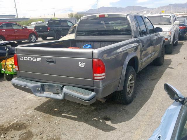 1B7HL38X02S661287 - 2002 DODGE DAKOTA QUA GRAY photo 4