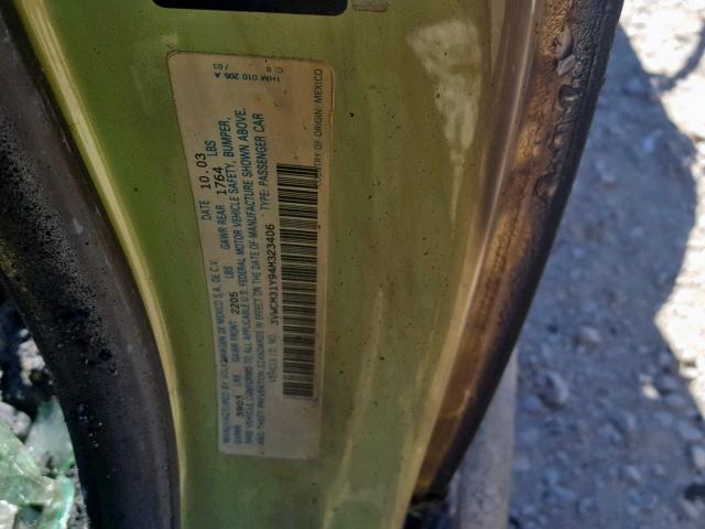 3VWCM31Y94M323406 - 2004 VOLKSWAGEN NEW BEETLE მწვანე ფოტო 10