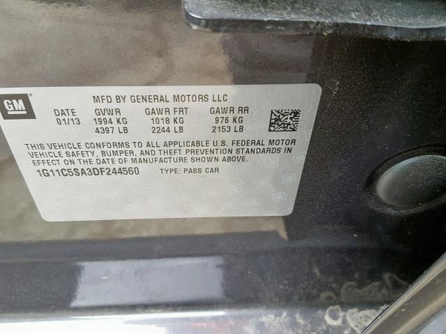 1G11C5SA3DF244560 - 2013 CHEVROLET MALIBU 1LT 石墨色 照片 10