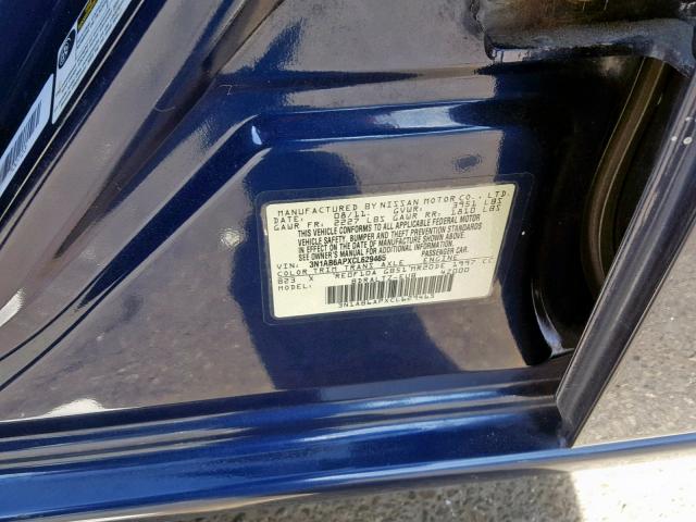 3N1AB6APXCL629465 - 2012 NISSAN SENTRA 2.0 BLUE photo 10