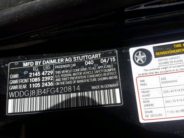 WDDGJ8JB4FG420814 - 2015 MERCEDES-BENZ C 350 4MAT BLACK photo 10