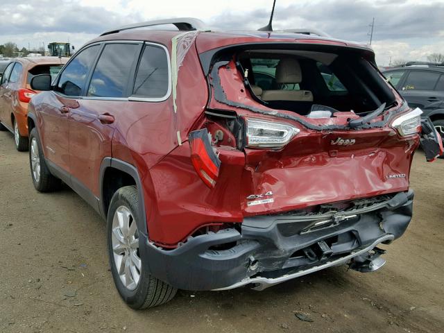 1C4PJMDS8GW183542 - 2016 JEEP CHEROKEE L RED photo 3