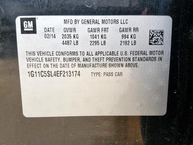 1G11C5SL4EF213174 - 2014 CHEVROLET MALIBU 1LT 黑色 照片 10